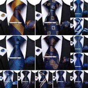 HYPNO-TIZE BY IKE, Mens Silk Tize (Blue/Pink) CuffLinks/Clip Combo